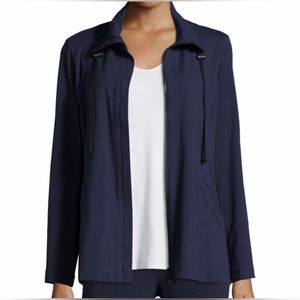 Eileen Fisher Midnight High Collar Jacket - Cotton Stretch Jersey sz XL